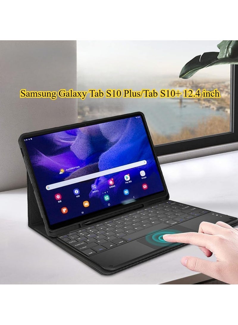 غطاء لوحة مفاتيح عربي وإنجليزي متوافق مع سامسونغ جالكسي تاب S10 بلس / تاب S10+ بحجم 12.4 إنش (2024) لوحة مفاتيح تعمل باللمس مع غطاء لوحة مفاتيح بلوتوث - Image 2